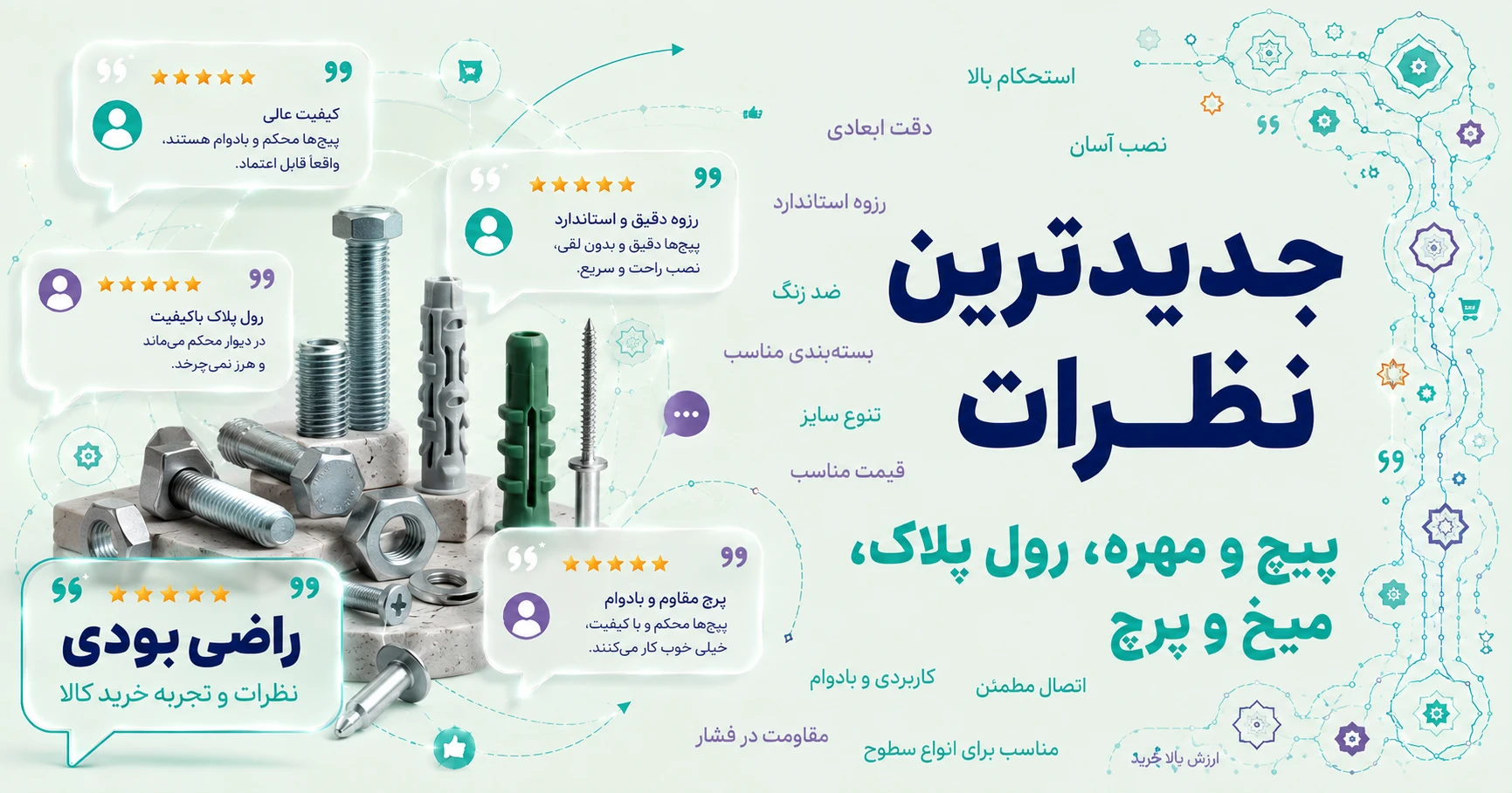 نظرات پیچ و مهره، رول پلاک، میخ و پرچ برند ایتوک