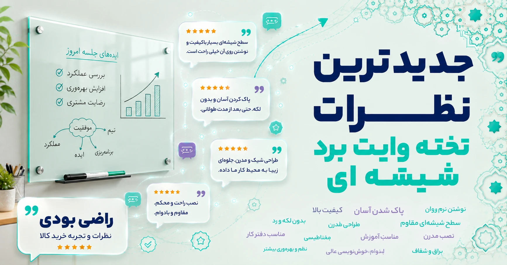 نظرات تخته وایت برد شیشه ای